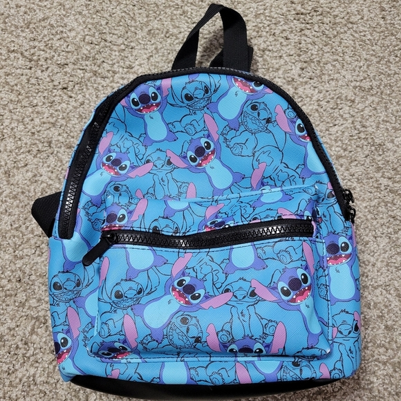 Disney Stitch Mini Backpack Bioworld Blue Handbag Purse 11"x9" Small LILO and - Picture 1 of 14